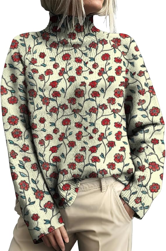 weaters for Women Trendy Classic Turtleneck Knitted Pullover Long Sleeve Sweater Lightweight Fall Jumper Tops